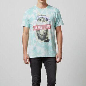 DOM Men’s Aqua Tie Dye Cat Graphic T Shirt Hug Life Funny Casual Tee‎